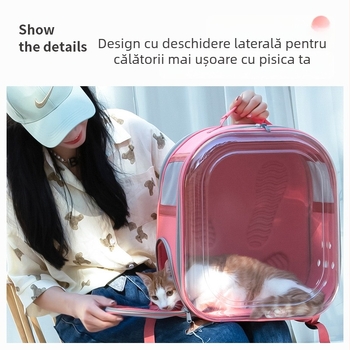 Kaishuo Rucsac Transparent pentru Pisici, Curele de Umăr Dublu, Material EVA și Țesătură Tricot, Model cu Flori Crăpate