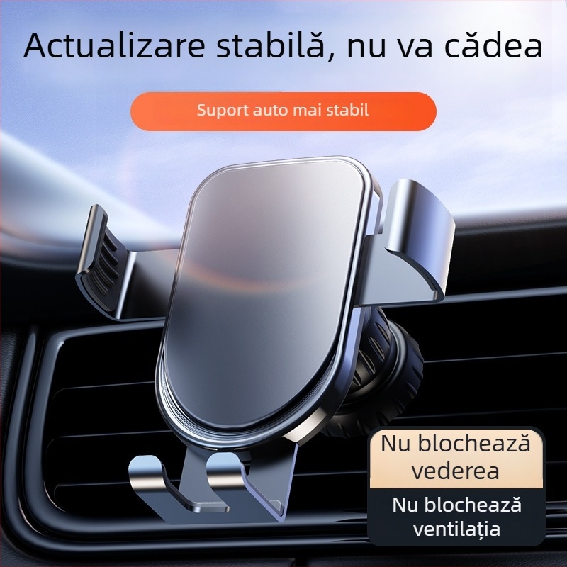 Suport auto pentru telefon, pentru ventilație, din ABS/aluminiu, anti-vibrații, design modern, posibilitate de personalizare