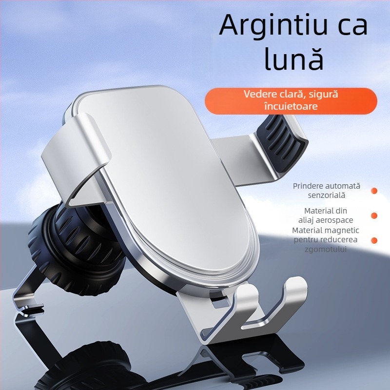 Suport auto pentru telefon, pentru ventilație, din ABS/aluminiu, anti-vibrații, design modern, posibilitate de personalizare