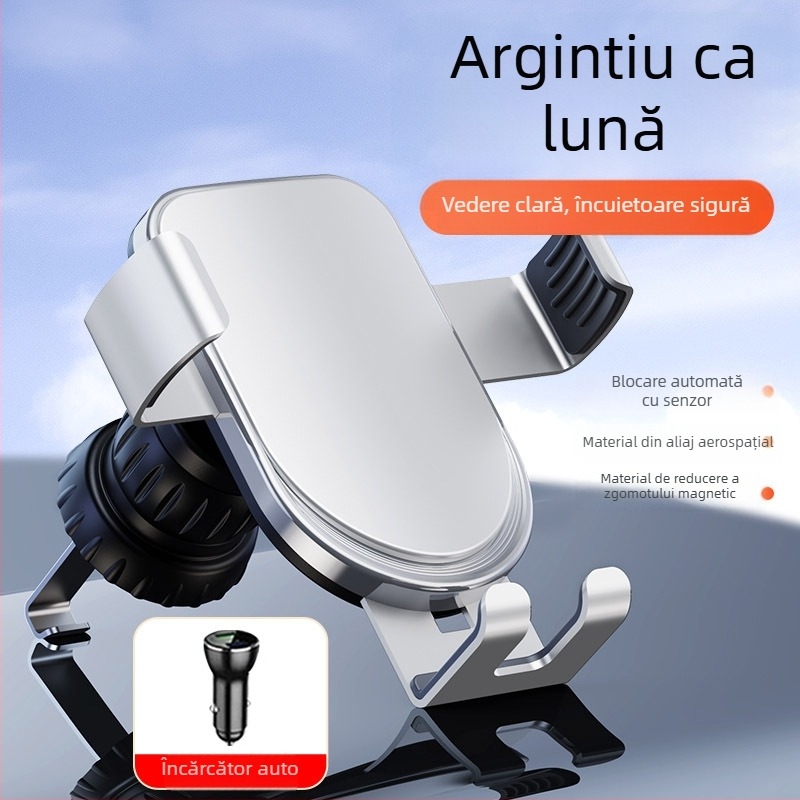 Suport auto pentru telefon, pentru ventilație, din ABS/aluminiu, anti-vibrații, design modern, posibilitate de personalizare