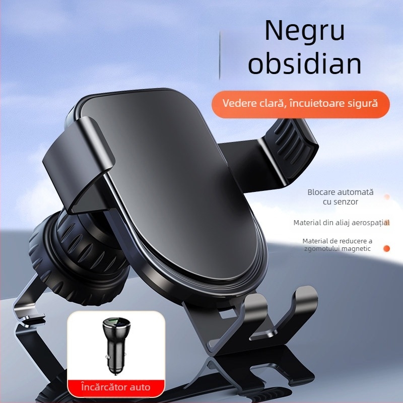 Suport auto pentru telefon, pentru ventilație, din ABS/aluminiu, anti-vibrații, design modern, posibilitate de personalizare
