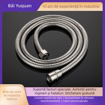 Furtun de duș din oțel inoxidabil cu țeavă cu arc PU, montat pe perete, model YQ170009J; presiune nominală 0.5-0.75 MPa; temperatură de lucru 0-50°C; cuplaj: oțel inoxidabil
