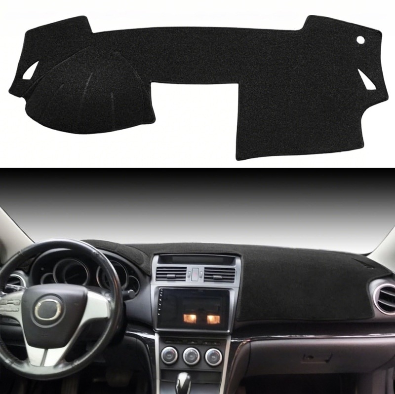 Husă pentru bord Mazda 6 2009-2013, cu strat flanel anti-lumină, material poliester-silicon, pentru toate sezoanele, imprimare logo, personalizabil