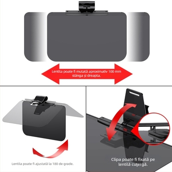 Viziere auto anti-glare cu oglindă zi-noapte, montaj snap-in, din plastic