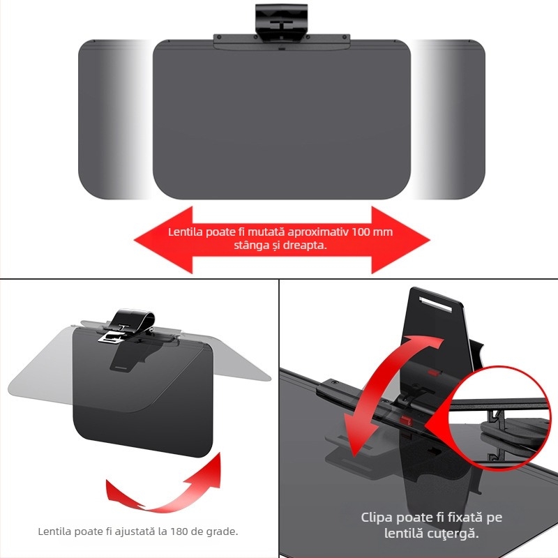 Viziere auto anti-glare cu oglindă zi-noapte, montaj snap-in, din plastic