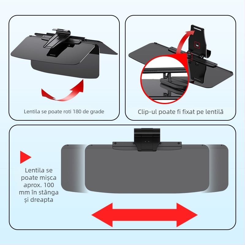 Protecție solară auto cu oglindă anti-orbire, material PC, greutate 178 g, compatibil universal, stil minimalist, model SD-2302, marcă Shunwei