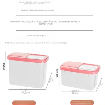 Cutie de depozitare pentru orez, PP plastic, alimentară, sigilată, rezistentă la umezeală și insecte, capacitate 10 L