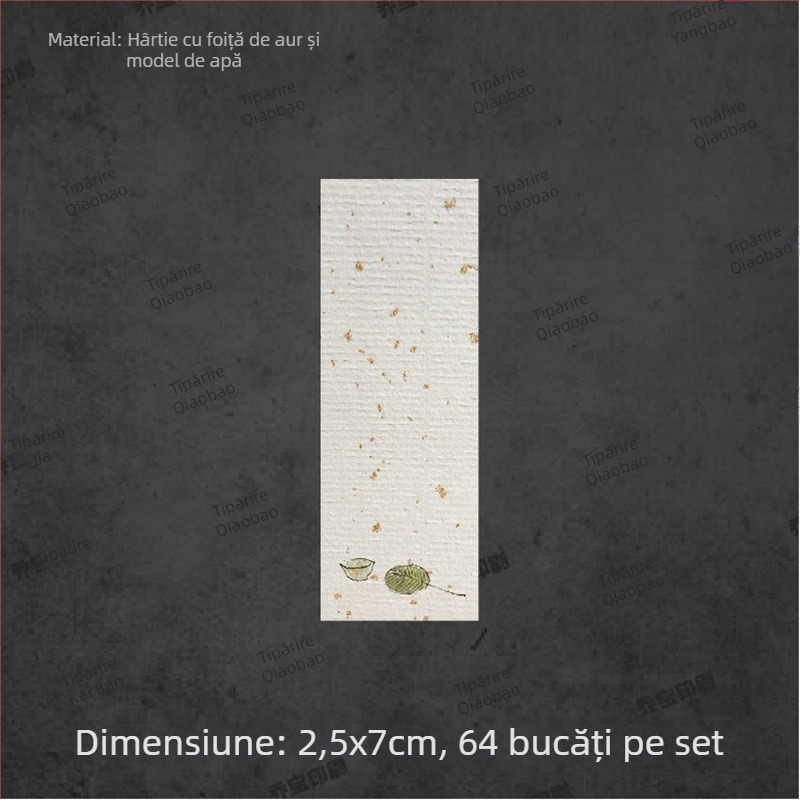 Etichetă goală autoadezivă cu caligrafie manuală, model cu apă, peisaj retro, motive florale: prun, orhidee, bambus și crizantemă, în stil de cerneală