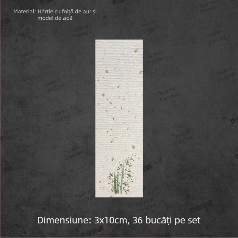 Etichetă goală autoadezivă cu caligrafie manuală, model cu apă, peisaj retro, motive florale: prun, orhidee, bambus și crizantemă, în stil de cerneală