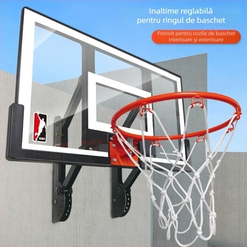 Placă de baschet montată pe perete pentru antrenament acasă, reglabilă pe înălime, pentru interior și exterior