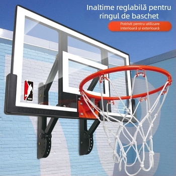 Placă de baschet montată pe perete pentru antrenament acasă, reglabilă pe înălime, pentru interior și exterior