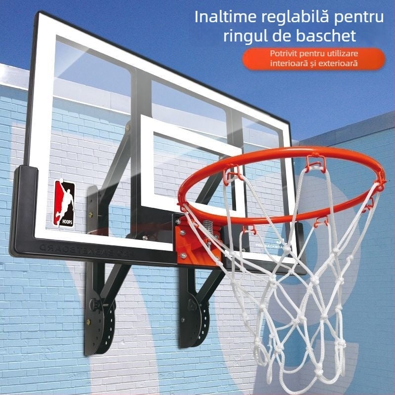 Placă de baschet montată pe perete pentru antrenament acasă, reglabilă pe înălime, pentru interior și exterior
