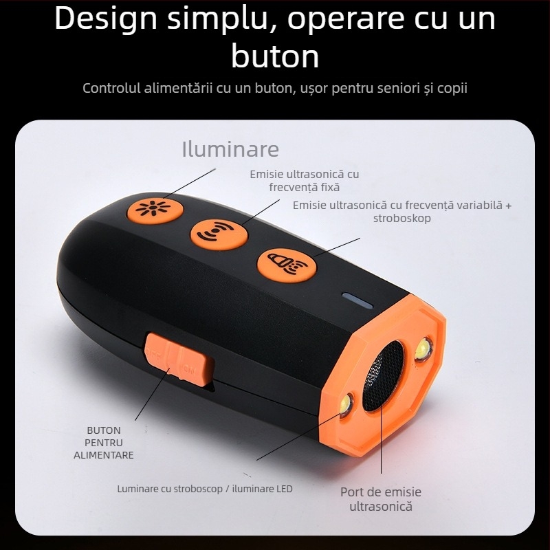 Opritor ultrasonic pentru lătratul câinilor, dispozitiv portabil de dresaj, plastic, marca Pabi, compatibil universal