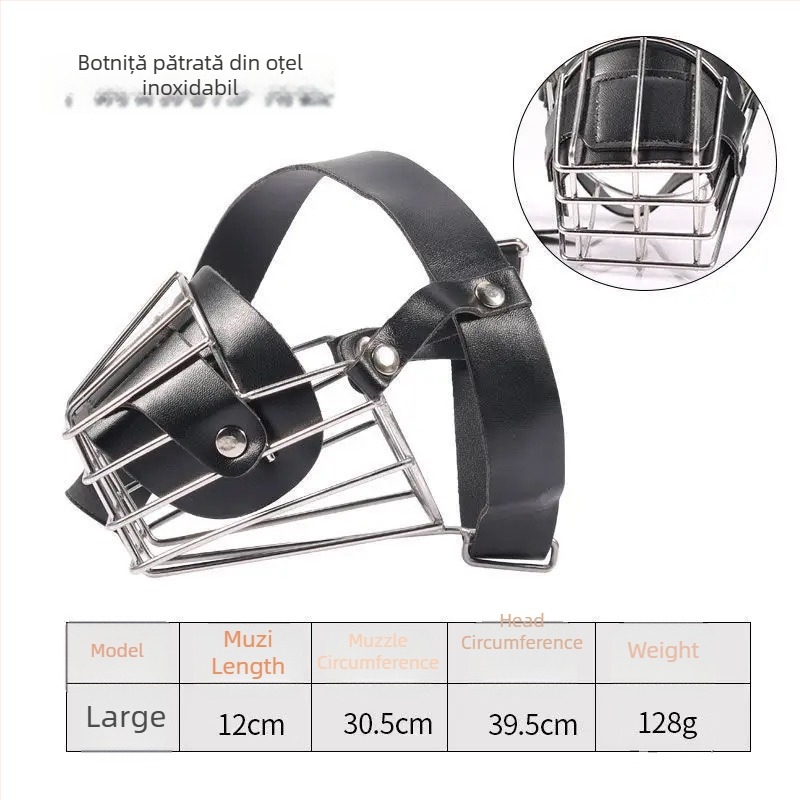 Botniță metalică pentru câini, anti-mușcare și anti-lătrare, universală pentru câini de dimensiuni variate; permite să bea apă.