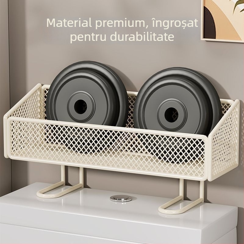 Organizator de baie deasupra toaletei, cu suport pentru hârtie, din fier, 1 nivel, ZX-02, capacitate 1 kg
