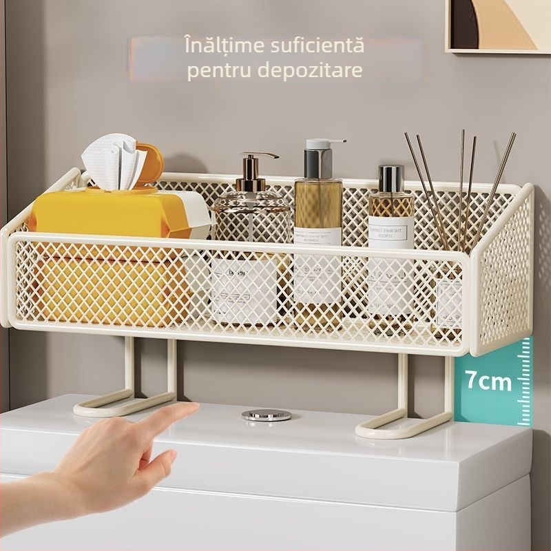 Organizator de baie deasupra toaletei, cu suport pentru hârtie, din fier, 1 nivel, ZX-02, capacitate 1 kg