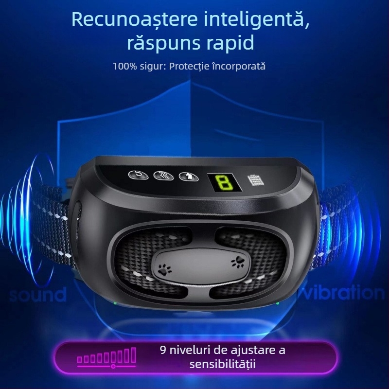 Colier anti-lătrat pentru pisici, automat, inteligent, ne-dăunător, poliester