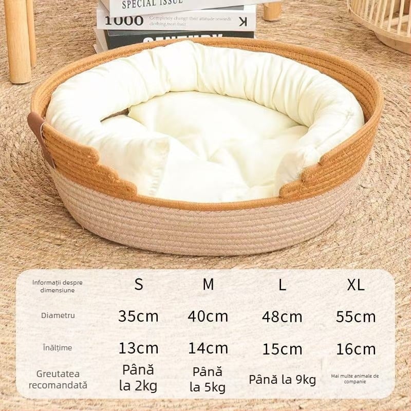 Cuib pentru pisici din sfoară de bumbac — pentru toate sezoanele, pentru pisici, menține cald, origine Shandong