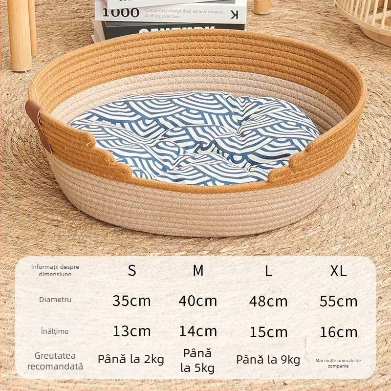 Cuib pentru pisici din sfoară de bumbac — pentru toate sezoanele, pentru pisici, menține cald, origine Shandong