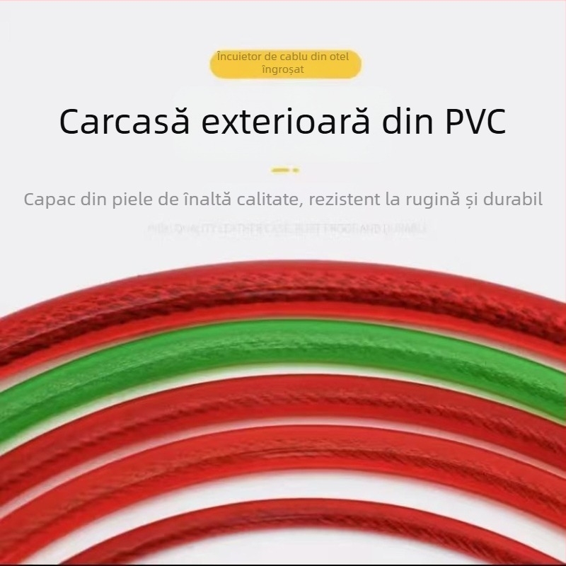 Lanț de blocare portabil din oțel pentru biciclete și vehicule electrice, formă inel circular, model 2010, greutate 340 g
