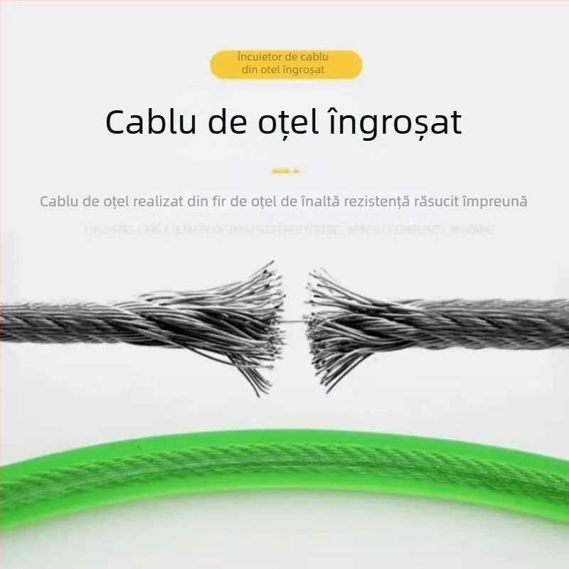 Lanț de blocare portabil din oțel pentru biciclete și vehicule electrice, formă inel circular, model 2010, greutate 340 g