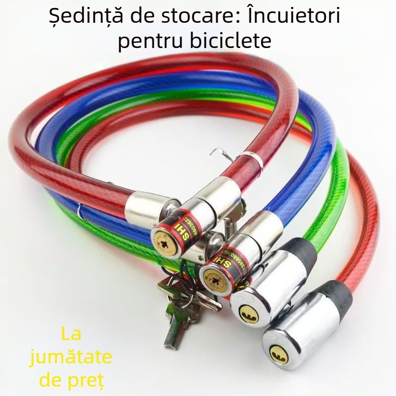 Lanț de blocare portabil din oțel pentru biciclete și vehicule electrice, formă inel circular, model 2010, greutate 340 g