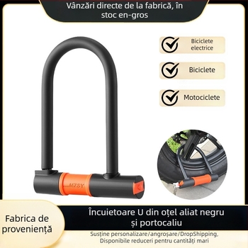 Încuietoare în formă de U pentru biciclete și vehicule electrice – Key U‑încuietoare, ABS cap + tijă din oțel aliat, 570 g, potrivită pentru biciclete, vehicule electrice, motociclete, tricicluri