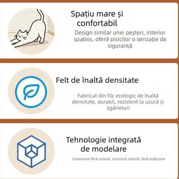 Placă de zgâriere pentru pisici în formă de L, din felt, durabilă, design vertical din pluș, cu cuib integrat și cutie pentru mingi