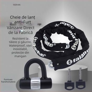 Încuietoare motocicletă U‑shape robustă, impermeabilă și rezistentă la praf, anti- furt; lanț din oțel manganiu, grosime ridicată (Model cp-4287, Brand Wofan, Material: oțel, Domeniu: motociclete, vehicule electrice, garaje, uși din sticlă)