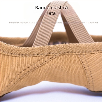 Pantofi de balet și dans pentru yoga — talpă din piele, vârf din pânză, absorbție a șocurilor, respirabili, ușori