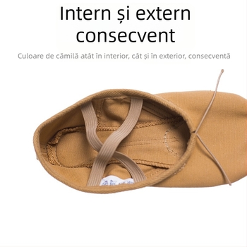 Pantofi de balet și dans pentru yoga — talpă din piele, vârf din pânză, absorbție a șocurilor, respirabili, ușori