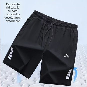 Șorturi de plajă pentru bărbați - uscare rapidă, poliester, microelastic, imprimeu solid