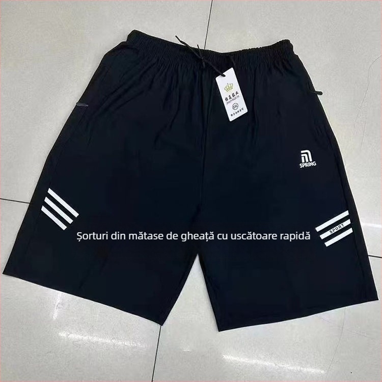 Șorturi de plajă pentru bărbați - uscare rapidă, poliester, microelastic, imprimeu solid