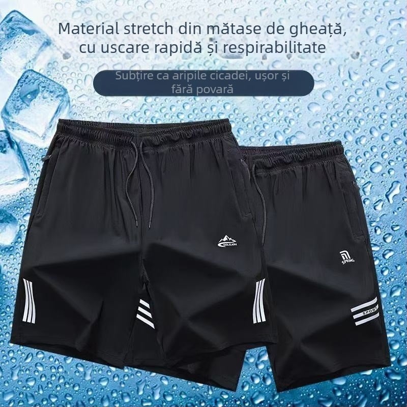 Șorturi de plajă pentru bărbați - uscare rapidă, poliester, microelastic, imprimeu solid