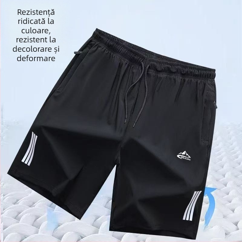 Șorturi de plajă pentru bărbați - uscare rapidă, poliester, microelastic, imprimeu solid