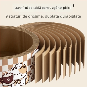 Placă de zgâriere pentru pisici cu pat integrat, din hârtie ondulată, brand 7o, model QW10309, stil simplu