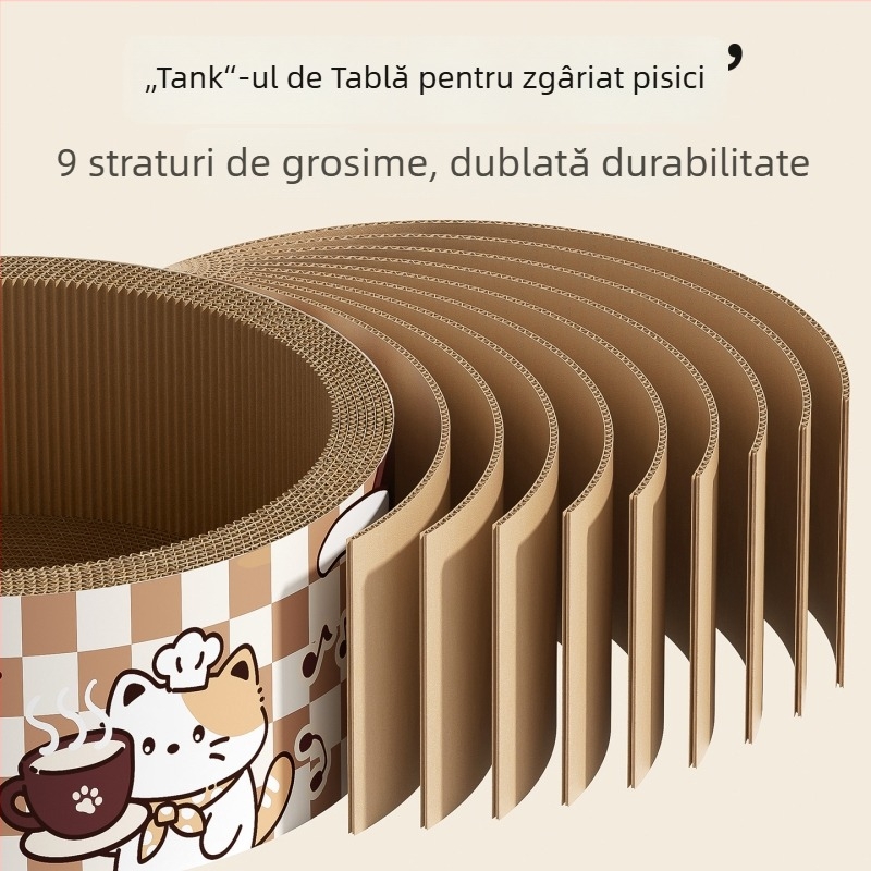 Placă de zgâriere pentru pisici cu pat integrat, din hârtie ondulată, brand 7o, model QW10309, stil simplu