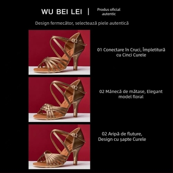 Pantofi de dans pentru femei – Partea superioară Nylon + Piele; Talpă: velur; Toc mediu-înalt; Pentru dansul latin; Respirabile și ușoare
