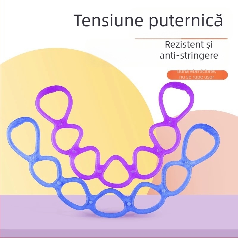 Fuxing Bandă de tensiune pentru yoga, 7 găuri, din silicon/TPE, pentru deschiderea umerilor și antrenamentul spatelui