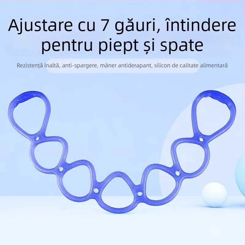 Fuxing Bandă de tensiune pentru yoga, 7 găuri, din silicon/TPE, pentru deschiderea umerilor și antrenamentul spatelui