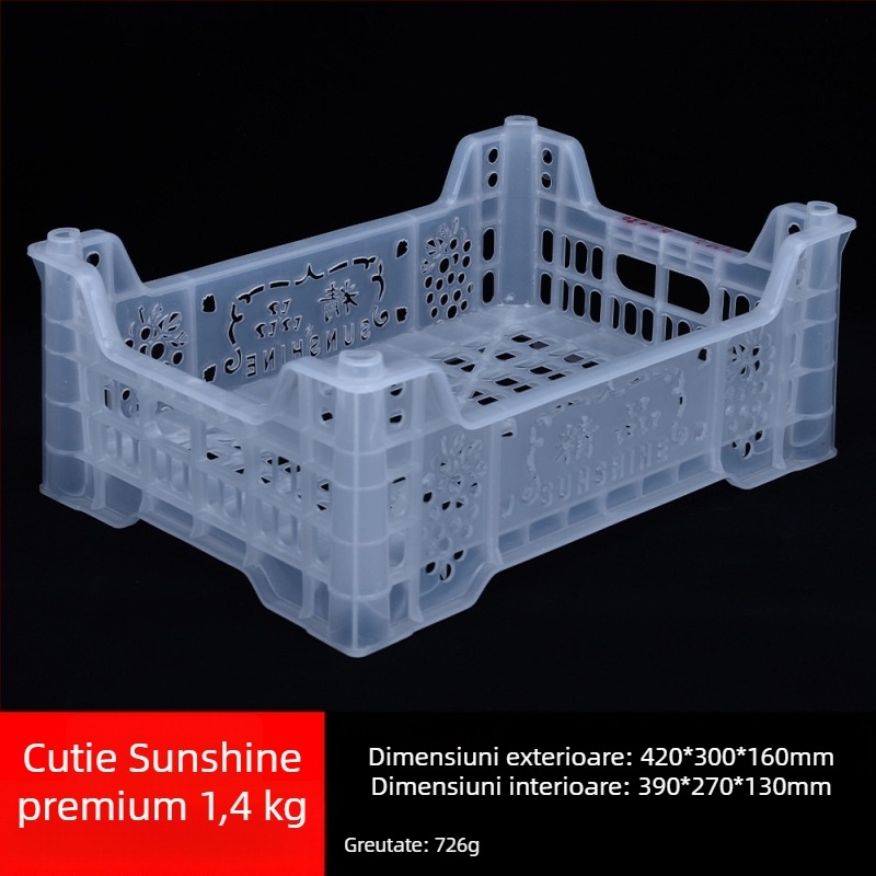 Coș de fructe din plastic, de unică folosință, material PP, încărcare 3 kg, grosime a pereților 1.8–2.3 mm, turnat prin injecție