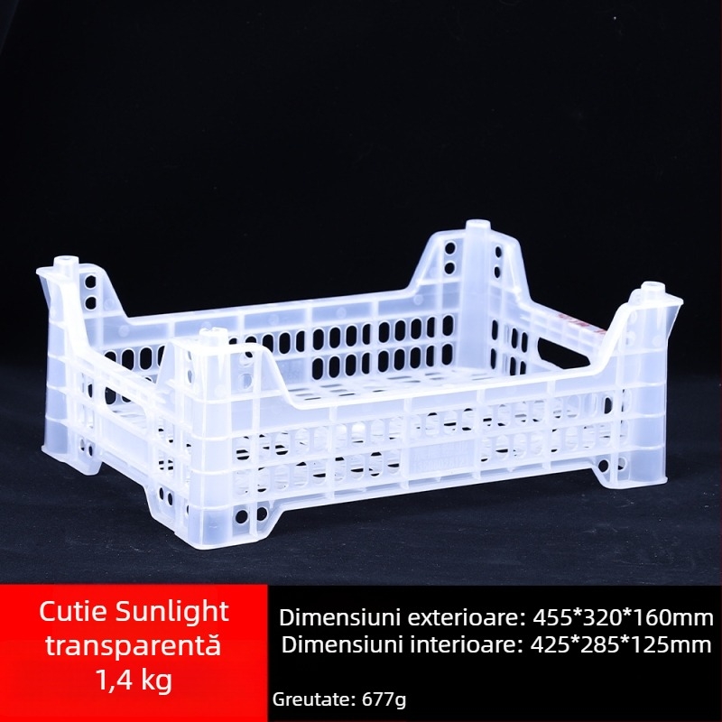 Coș de fructe din plastic, de unică folosință, material PP, încărcare 3 kg, grosime a pereților 1.8–2.3 mm, turnat prin injecție