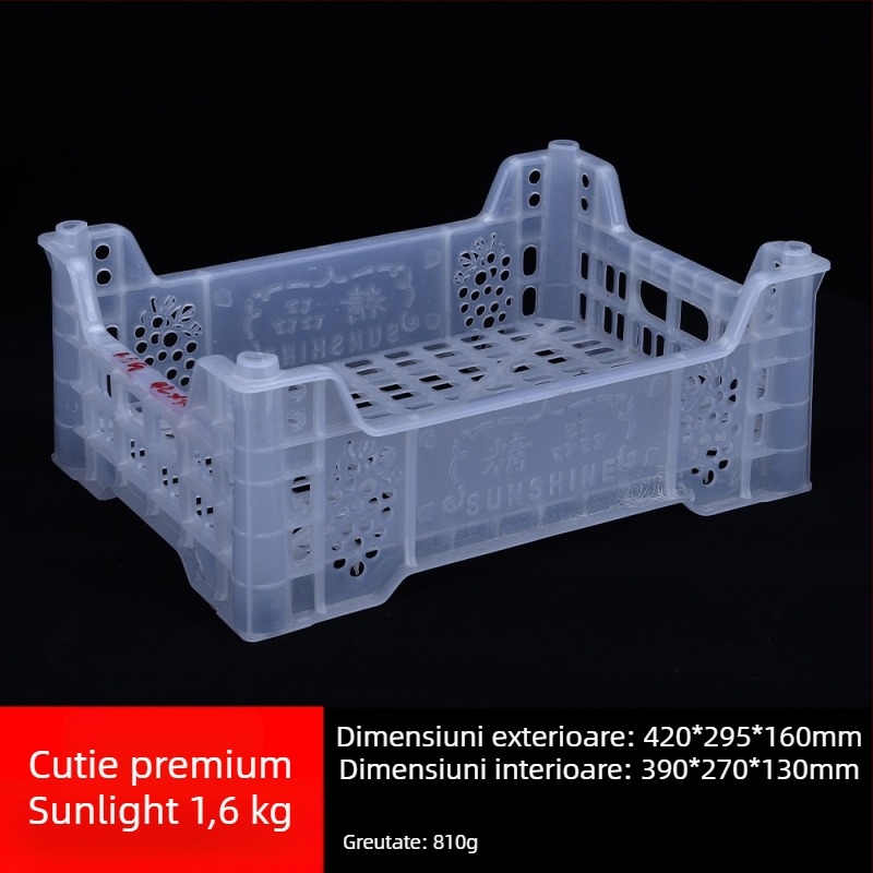 Coș de fructe din plastic, de unică folosință, material PP, încărcare 3 kg, grosime a pereților 1.8–2.3 mm, turnat prin injecție