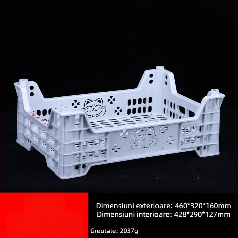 Coș de fructe din plastic, de unică folosință, material PP, încărcare 3 kg, grosime a pereților 1.8–2.3 mm, turnat prin injecție