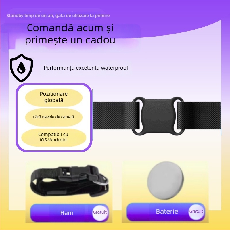 Guler localizator pentru animale de companie cu GPS – compact, material ABS, baterie tip buton, urmărire la nivel mondial, 10 g, origine Shenzhen