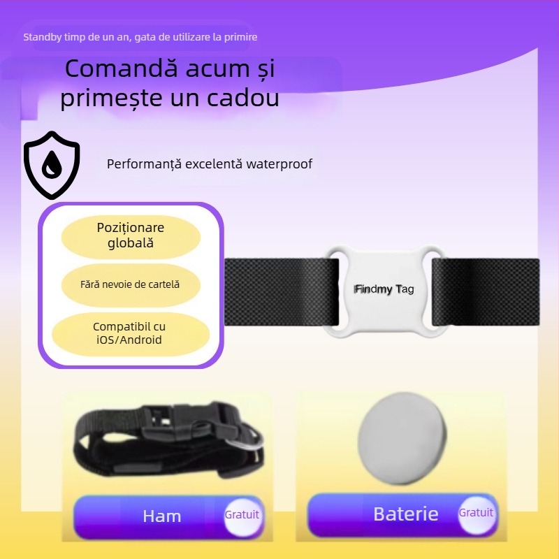 Guler localizator pentru animale de companie cu GPS – compact, material ABS, baterie tip buton, urmărire la nivel mondial, 10 g, origine Shenzhen