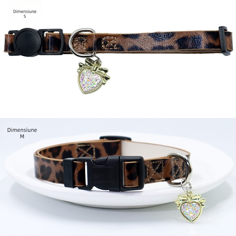 Carcasă de protecție pentru zgarda AirTag – imprimeu leopard, piele artificială, potrivire universală, AURORA PET