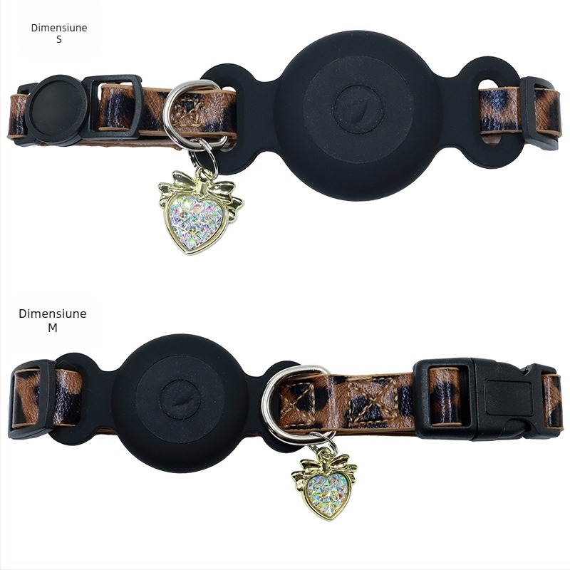 Carcasă de protecție pentru zgarda AirTag – imprimeu leopard, piele artificială, potrivire universală, AURORA PET