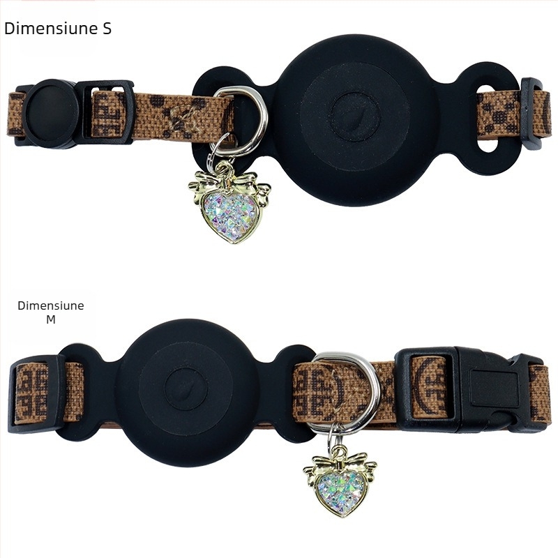 Carcasă de protecție pentru zgarda AirTag – imprimeu leopard, piele artificială, potrivire universală, AURORA PET