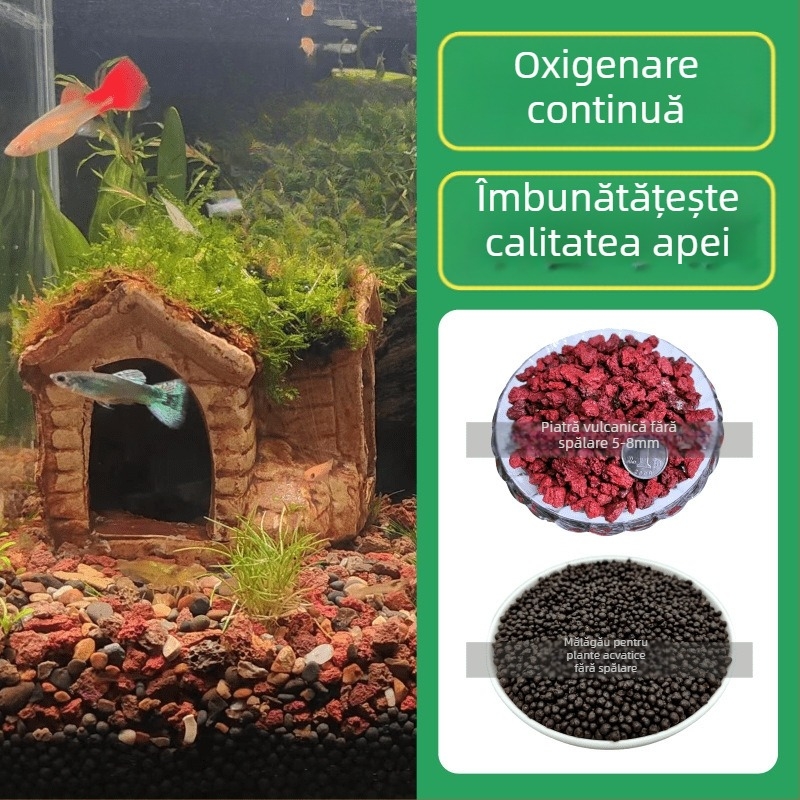 Pietre de amenajare pentru acvariu cu piatră vulcanică, nisip ceramic fără spălare, piatră pentru hidroponie, nisip de fund, oxigenare a apei